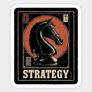 Chess Knight Strategy - Vintage Japanese-Style Game Art Sticker